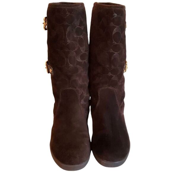 COACH Tinah Signature Logo Suede Boots Size 9B - Picture 4 of 8